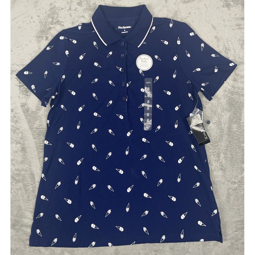 Kim Rogers‎ Pique Perfect Polo Ice Cream Cone All Over Print Womens Small NWT